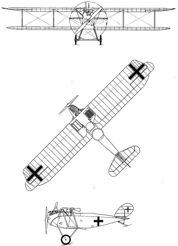 Plan 3 vues du Halberstadt C.V