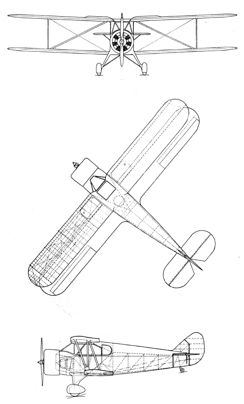 Plan 3 vues du Avro Commodore