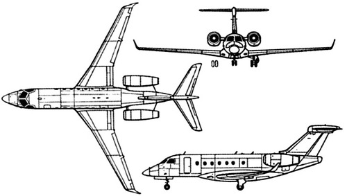 Plan 3 vues du Embraer IU-50 Legacy