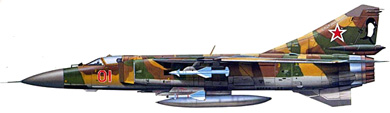Profil couleur du Mikoyan-Gurevich MiG-23  ‘Flogger’
