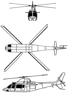 Plan 3 vues du Agusta A-109 Hirundo