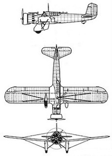 Plan 3 vues du Curtiss A-8/A-12 Shrike