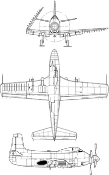 Plan 3 vues du Douglas A2D Skyshark