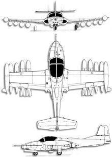 Plan 3 vues du Cessna A-37 Dragonfly