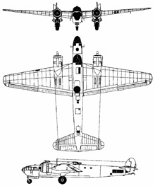 Plan 3 vues du Armstrong Whitworth AW.41 Albemarle