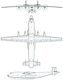 Plan 3 vues du Antonov An-22 Antey ‘Cock’