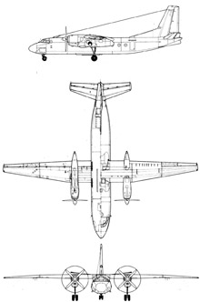 Plan 3 vues du Antonov An-24 'Coke'