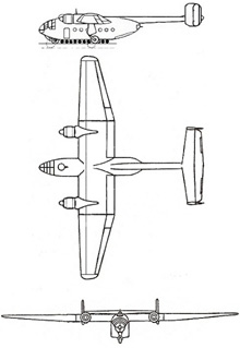 Plan 3 vues du Arado Ar 232