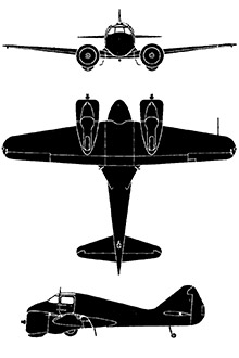 Plan 3 vues du Curtiss AT-9 Jeep