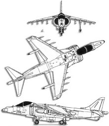 Plan 3 vues du McDonnell-Douglas AV-8B Harrier II