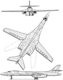Plan 3 vues du Rockwell B-1 Lancer