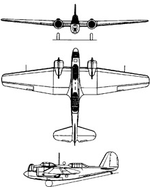 Plan 3 vues du Martin B-10