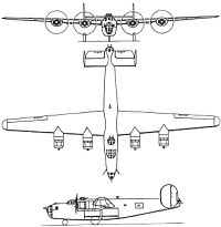 Plan 3 vues du Consolidated B-24 Liberator