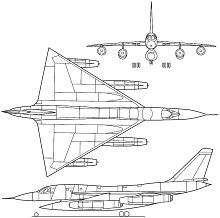 Plan 3 vues du Convair B-58 Hustler