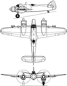 Plan 3 vues du Bristol  Beaufighter