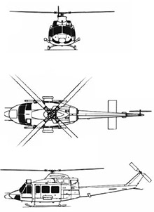 Plan 3 vues du Bell 412 / CH-146 Griffon