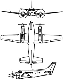 Plan 3 vues du Beechcraft C-12 Huron