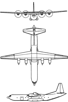 Plan 3 vues du Douglas C-133 Cargomaster