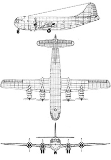 Plan 3 vues du Boeing C-97 / KC-97 Stratofreighter