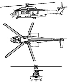 Plan 3 vues du Eurocopter EC 725 RESCO Caracal
