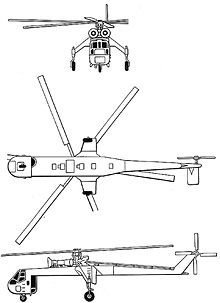 Plan 3 vues du Sikorsky CH-54 Tarhe
