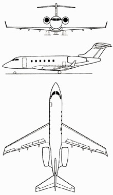 Plan 3 vues du Canadair / Bombardier Challenger