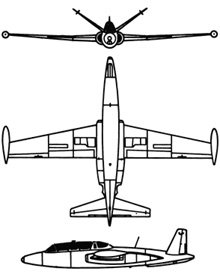 Plan 3 vues du Fouga CM.170 Magister