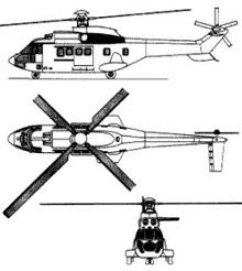 Plan 3 vues du Eurocopter AS.532 (EC 725) Cougar