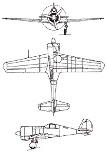 Plan 3 vues du Curtiss CW-21 Demon