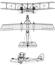 Plan 3 vues du Airco D.H.10 Amiens