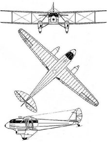 Plan 3 vues du De Havilland DH.89 Dominie