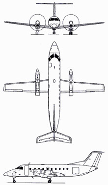 Plan 3 vues du Embraer EMB 120 Brasilia