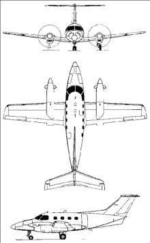 Plan 3 vues du Embraer  EMB 121 Xingu