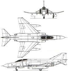 Plan 3 vues du McDonnell F-4 Phantom II