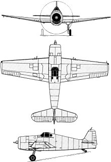 Plan 3 vues du Grumman F6F Hellcat
