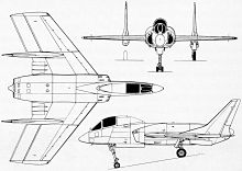 Plan 3 vues du Vought F7U Cutlass