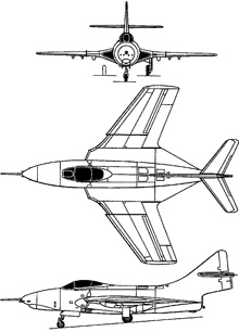 Plan 3 vues du Grumman F-9 Cougar
