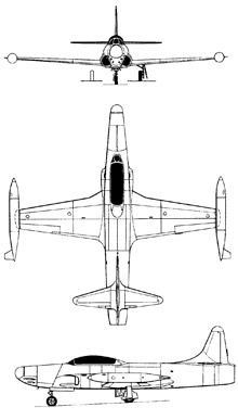 Plan 3 vues du Lockheed F-94 Starfire