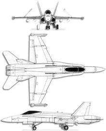 Plan 3 vues du McDonnell-Douglas F/A-18 Hornet