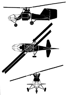 Plan 3 vues du Flettner Fl 282 Kolibri