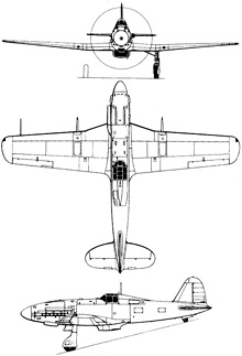 Plan 3 vues du Fiat G.55 Centauro