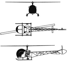 Plan 3 vues du Bell H-13 Sioux