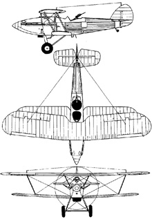 Plan 3 vues du Hawker  Hardy