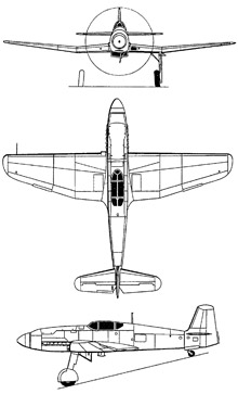 Plan 3 vues du Heinkel He 100