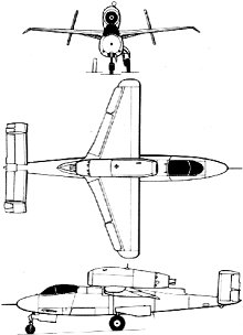 Plan 3 vues du Heinkel He 162 Volksjäger