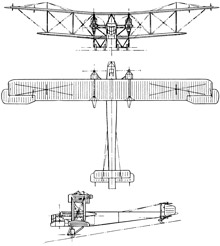 Plan 3 vues du Handley Page Type O/100-O/400