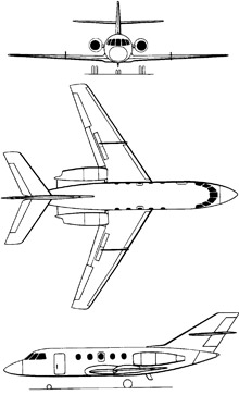Plan 3 vues du Dassault HU-25 Guardian