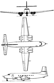Plan 3 vues du Avro Canada C-102 Jetliner