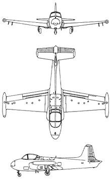Plan 3 vues du Hunting Percival P.84 Jet Provost