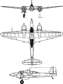 Plan 3 vues du Kawasaki Ki-102  'Randy'